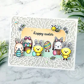 Sunny Studio Stamps: Blooming Frame Dies Chickie Baby Chubby Bunny Just Bee-cause Easter Card by Ashley Ebben