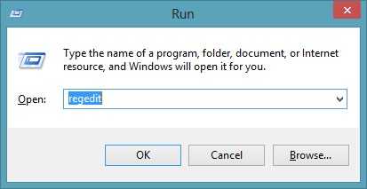 run regedit