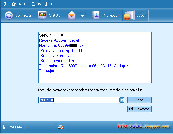 Cara Cek Pulsa Tri Langsung Dari Modem Menggunakan Software Modem