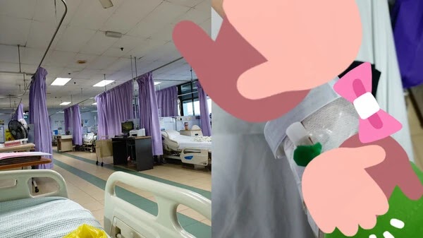 Suasana wad hospital selepas laparoskopi dan pasang branula