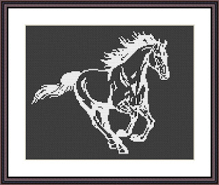 White horse cross stitch pattern - Tango Stitch