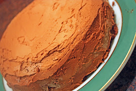 vegan sweet potato layer cake candied pecans chocolate frosting