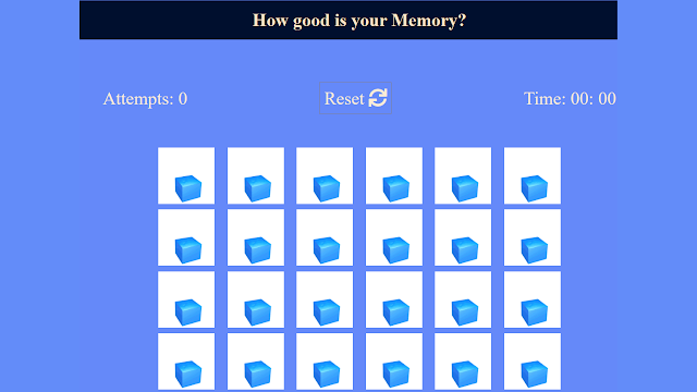 Memory Game Using HTML, CSS, & JavaScript