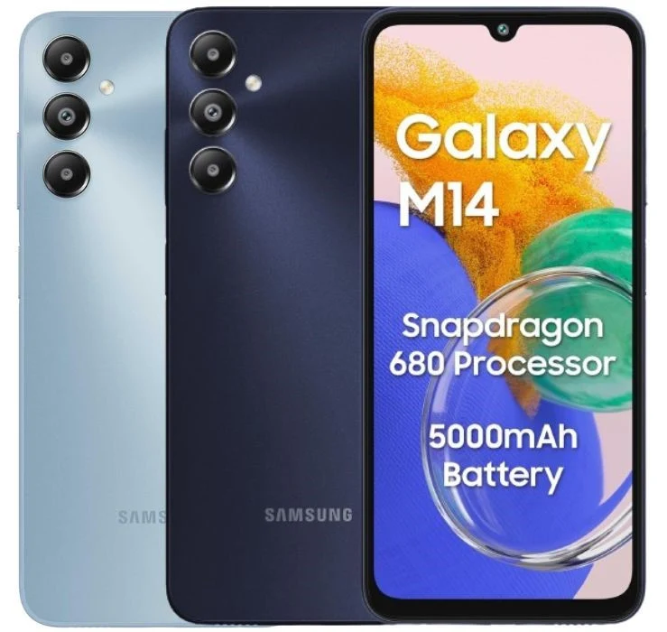 Samsung Galaxy M14 4G colour variants.