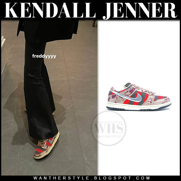 Kendall Jenner in Nike Dunk SB Freddy Krueger sneakers