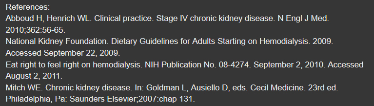 kidney diet reference