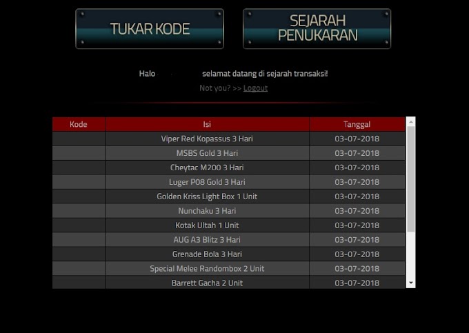 Redeem Kode Point Blank Garena Indonesia Bulan Juli 2018