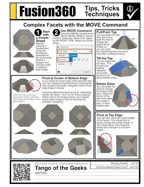 Changing shapes and complex facets using move command fusion 360