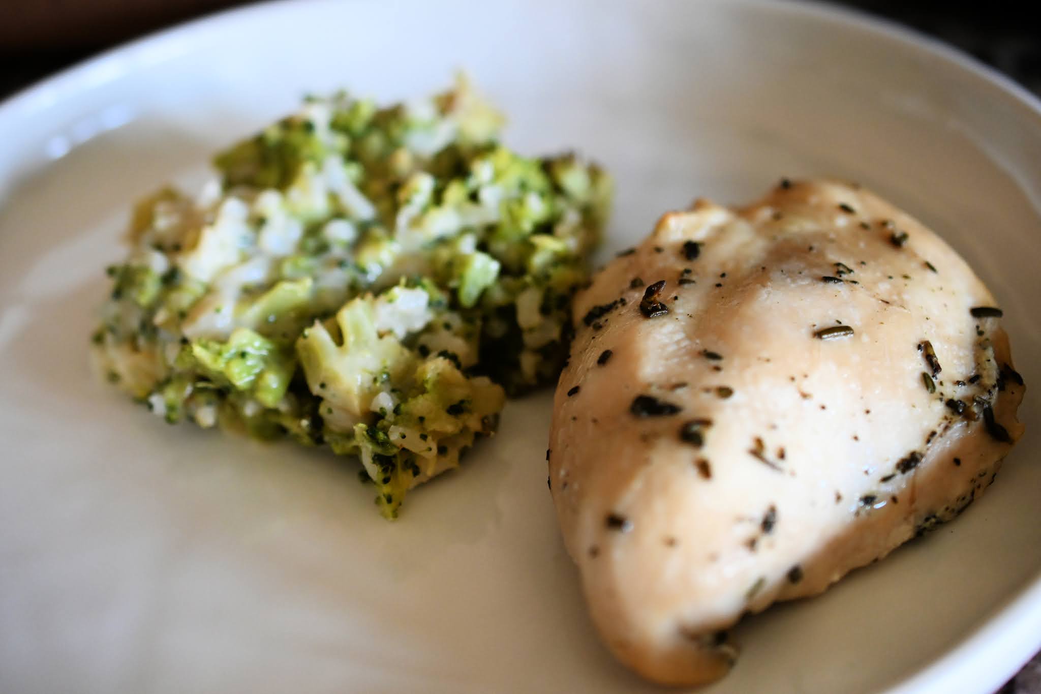 Herb Roasted Chicken and Cheesy Broccoli Pilaf