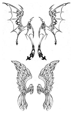 tribal angel wings tattoos