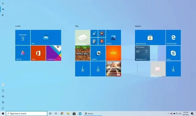 How to open the Start menu in full screen mode on a Windows 10 computer