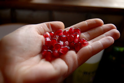 A handful of pomegranate rubies.