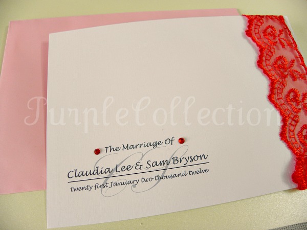 Lace Theme Wedding Invitation Card, wedding invitation card, lace theme card, lace card, lace invitation card, wedding card, handmade card, red