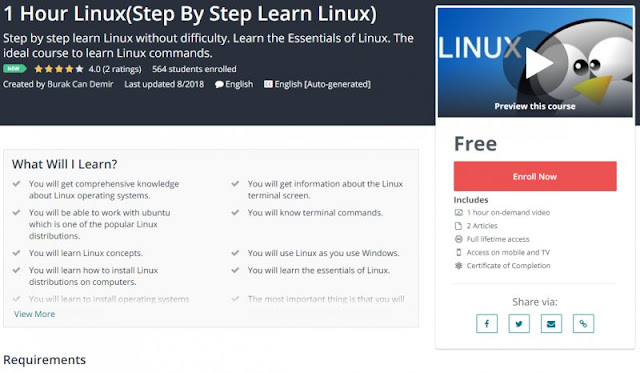 [100% Free] 1 Hour Linux(Step By Step Learn Linux)