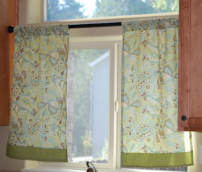 Teal colored window valances