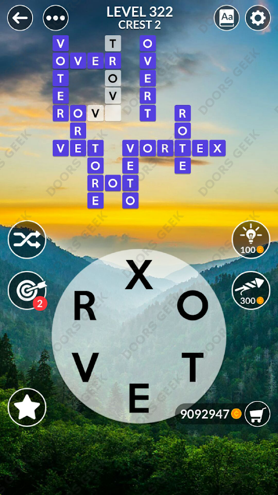 Wordscapes Level 322 answers, cheats, solution for android and ios devices.