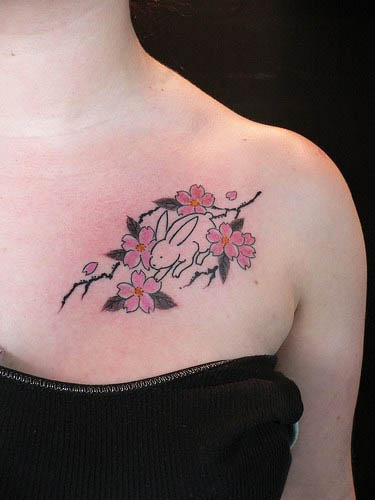 Labels: Cherry Blossom Chest Tattoo- Tattoos For Women