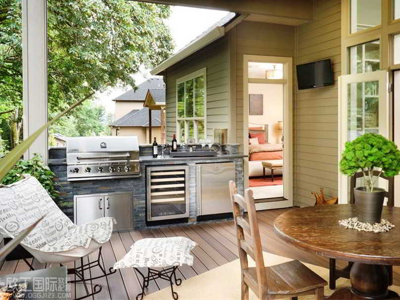 24 desain dapur terbuka semi outdoor menghadap taman