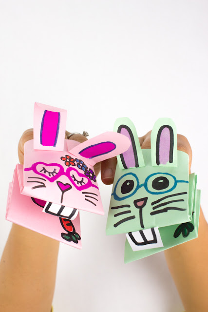 How to make cute and easy paper bunny puppets for a unique kids Easter craft