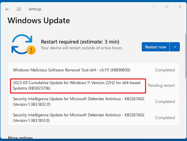 Windows 11 KB5023706 Update 22621.1413 Rolled out to 22H2