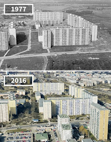 Antes y después ciudad de Poznań, Polonia