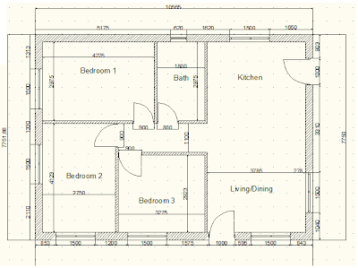 Plan of a Bungalow drawn on AutoCAD 2010