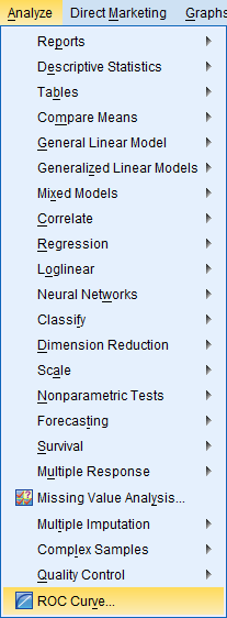 Tampilan Menu Analyze pada SPSS