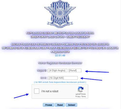 Cek Nomor polisi Jakarta Online