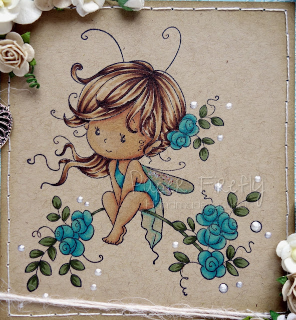 Shabby chic fairy card using Sweetie by Wee Stamps for Whimsy stamps, coloured on Kraft