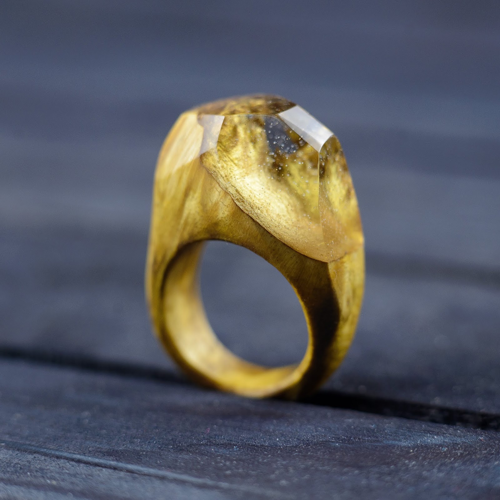 Wood Resin Ring Wooden Resin Ring Handmade Nature Jewelry 