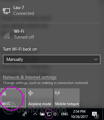 Windows 10でWiFiをオンにする