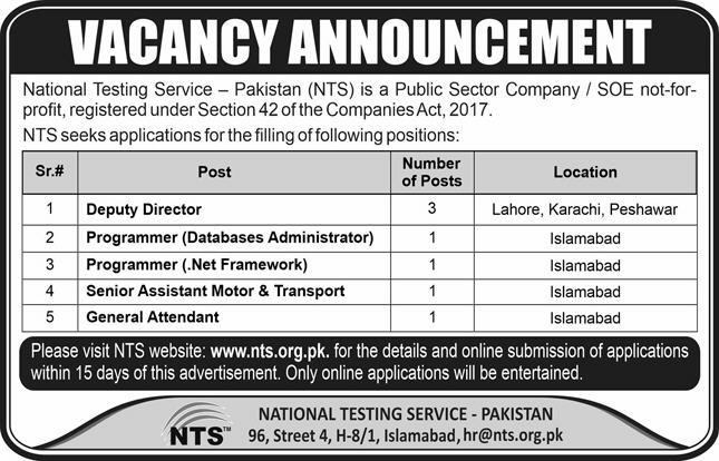 Jobs in National Testing Service NTS