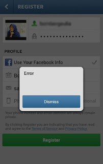 Instagram Error Dismiss