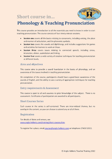 Anglo-Hellenic Teacher Training short course in Phonology and Teaching Pronunciation