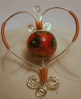 My heart to you: sterling silver, copper, lampwork, pendant :: All Pretty Things