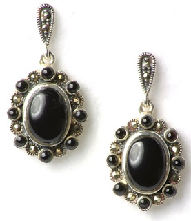 silver drop earrings black