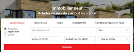 Le moteur de recherche dans la sous-section Immo neuf