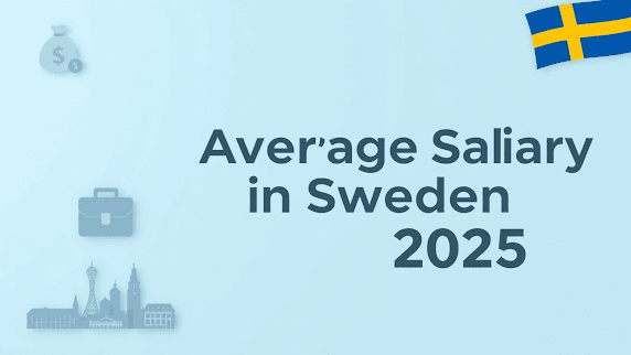 Infographic showing average salary in Sweden: SEK 36,000/month (gross), SEK 25,000/month (net)