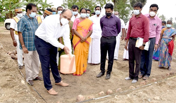 மாவட்ட ஊரக வளர்ச்சி மற்றும்‌ ஊராட்சித்துறையின்‌ சார்பில்‌, மகாத்மா காந்தி தேசிய ஊரக வேலை உறுதித்‌ திட்டத்தின்கீழ்‌  ரூ.9.50 லட்சம்‌ மதிப்பீட்டில்‌ தென்னை நாற்றுப்பண்ணை அமைக்கும்‌ பணி -  ஈரோடு மாவட்ட ஆட்சித்தலைவர்‌ ஹெச்‌.கிருஷ்ணனுண்ணி தொடங்கி வைத்தார்