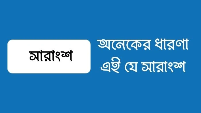 অনেকের ধারণা এই যে সারাংশ