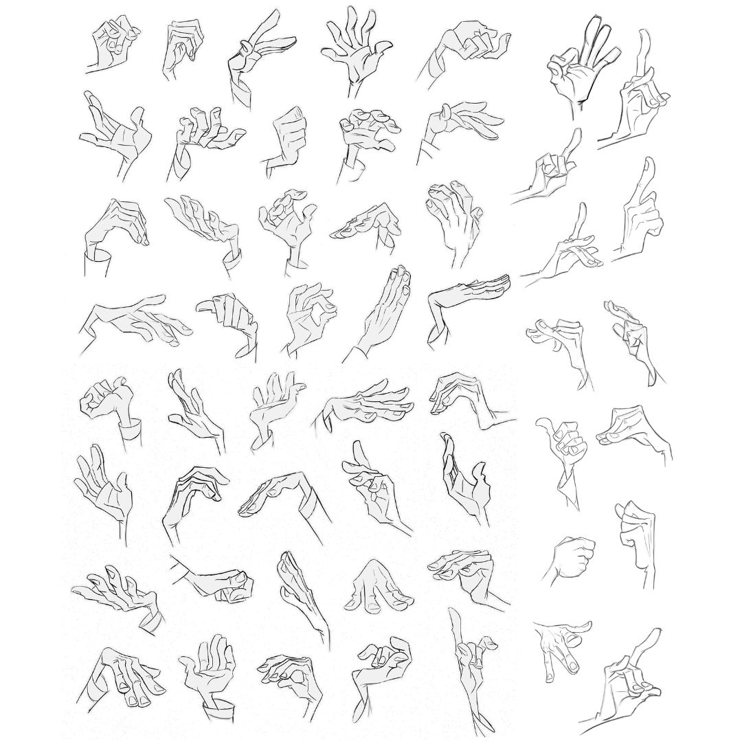 Four Hand Poses Sketch Drawing by Monica C Stovall - Pixels
