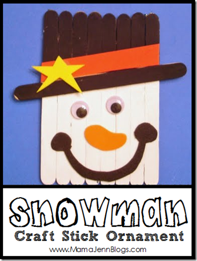 Snowman Craft Stick Christmas Banner Ornament