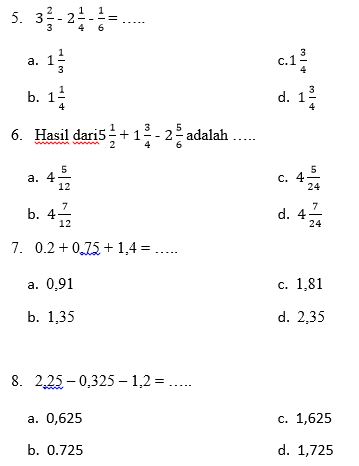 Download Soal Dan Kunci Jawaban Pts Matematika Kelas 5 Semester 1