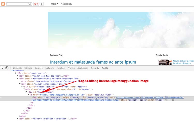 Tag H1 Hilang Ketika Menggunakan Image Untuk Header Blog