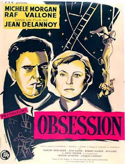 OBSESSION. Cartel. Francia. FALSA OBSESIÓN. Obsession. 1954. Francia, Italia. Dirección: Jean Delannoy. Reparto: Michèle Morgan, Raf Vallone, Marthe Mercadier, Jean Gaven, Albert Duvaleix, Robert Dalban, Jean Toulot, Dora Doll, Raphaël Patorni, Martine Alexis, Albert Michel, Pierre Moncorbier, Louis Siegner, Olivier Hussenot.