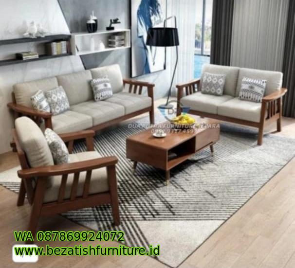 Sofa ruang tamu modern mewah elegan kursi kayu jati minimalis terbaru