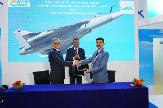 VEM Technologies, Hindustan Aeronautics Limited (HAL) signs MoU for 20 units of Centre Fuselage Assemblies (CFL) for Tejas Mk-1A