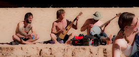 Austin Nickle, Jed Policky, Ryan Cole, Joselin Reeves jamming out at Redwall Cavern, grand Canyon of the Colorado, Chris Baer