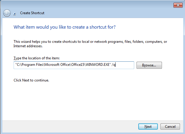 Disable Start up screen in Microsoft Office word