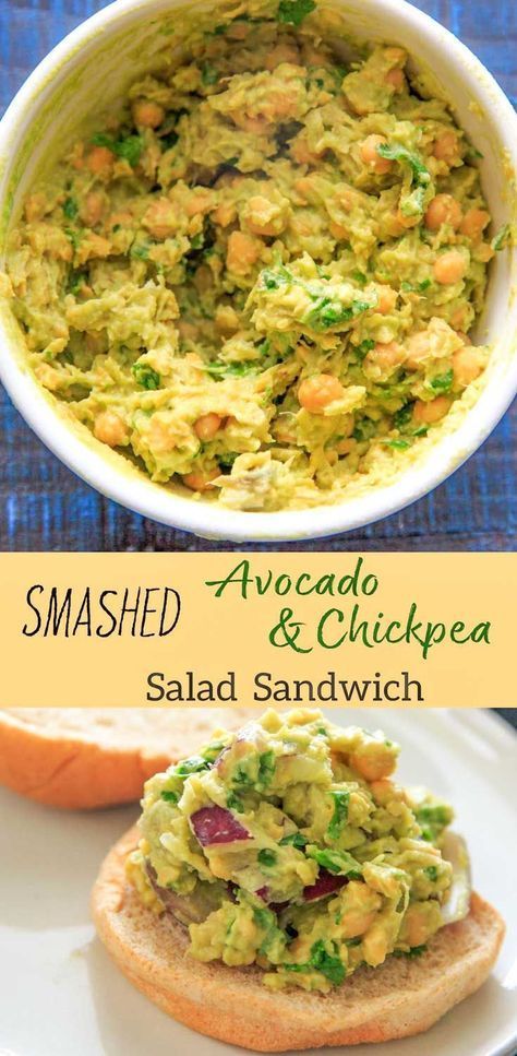 Smashed Avocado and Chickpea Salad Sandwich